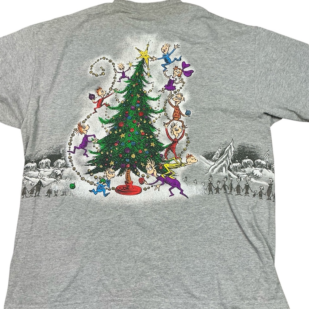 Vintage Dr. Seuss The Grinch Christmas 2001 gray double sided graphic T-shirt XL - Picture 2 of 6